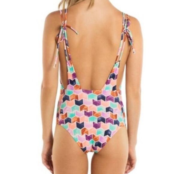 Tori Praver Seafoam Geometric Print One-Piece Swimsuit – Size M (NWT) - Picture 2 of 6